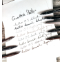 Uni Pin Creative Strokes Calligraphy Sada kreslících linerů se speciálním inkoustem Černá 0,6 a štětec/ Světle šedá 0,5 a štětec/ Tmavě šedá 0,5 a štětec/ Sepia 0,5 a štětec 8 kusů