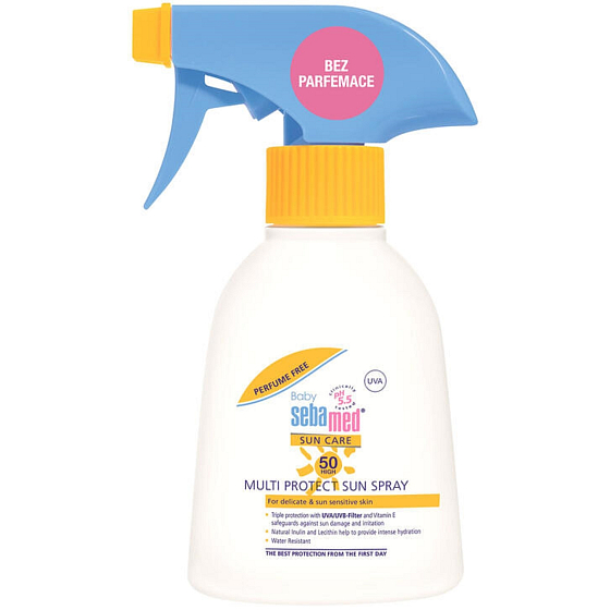 SebaMed Baby Sun Care Multi Protect OF50 sprej na opalování pro děti bez parfemace 200 ml
