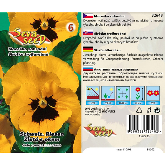 Seva Seed Maceška zahradní Schweizer Riesen žlutá 0,2 g