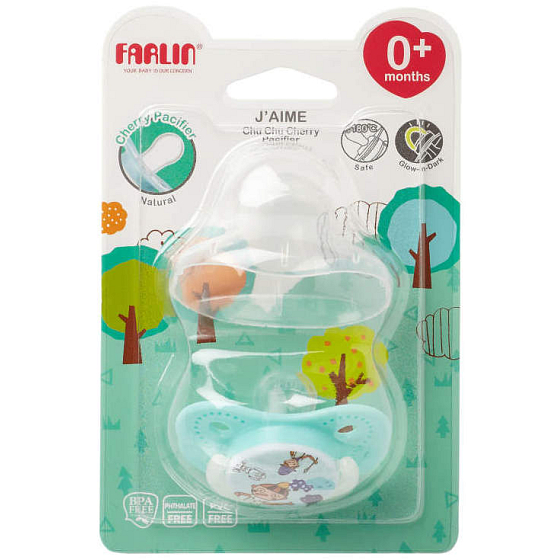 Baby Farlin Chu Chu Cherry Pacifier silikonové šidítko 0+ měsíců modré