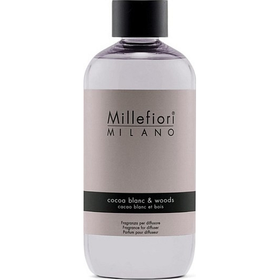 Millefiori Milano Natural Cocoa Blanc & Woods - Bílé kakao a dřeva Náplň difuzéru pro vonná stébla 250 ml