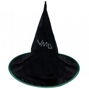 Rappa Halloween Klobouk Čarodějnice černý se zeleným lemováním pro děti 33 cm