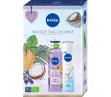 Nivea You Got This Coconut Fresh Blends Banana & Acai sprchový gel 300 ml + Coconut 48h antiperspirant deodorant sprej 150 ml, kosmetická sada pro ženy