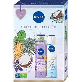 Nivea You Got This Coconut Fresh Blends Banana & Acai sprchový gel 300 ml + Coconut 48h antiperspirant deodorant sprej 150 ml, kosmetická sada pro ženy