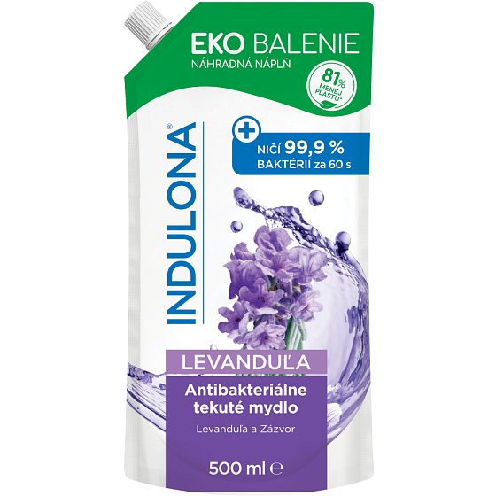 Indulona Levandule antibakteriální tekuté mýdlo náhradní náplň 500 ml
