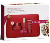 Clarins Super Restorative denní krém pro všechny typy pleti 50 ml + noční krém pro všechny typy pleti 50 ml + aktivní sérum pro vyhlazení kontur obličeje 10 ml + kosmetická taštička, kosmetická sada pro ženy