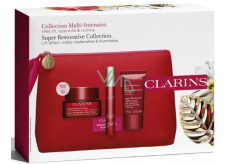 Clarins Super Restorative denní krém pro všechny typy pleti 50 ml + noční krém pro všechny typy pleti 50 ml + aktivní sérum pro vyhlazení kontur obličeje 10 ml + kosmetická taštička, kosmetická sada pro ženy