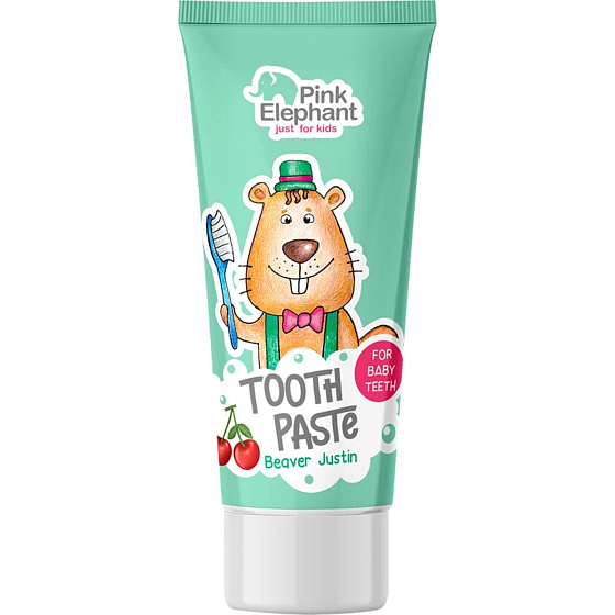 Pink Elephant Bobřík Justin s příchutí třešně zubní pasta pro děti 50 ml