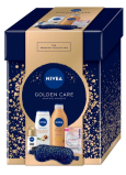 Nivea Golden Care Q10 Firming bronze tělové mléko 400 ml + Nivea Shea Butter & Botanical Oil sprchový gel 250 ml + Nivea Inposible Black & White antiperspirant roll-on 50 ml + Labello Hyaluron Rosé balzám na rty 5,2 g + saténová maska na spaní 1 kus, kosmetická sada