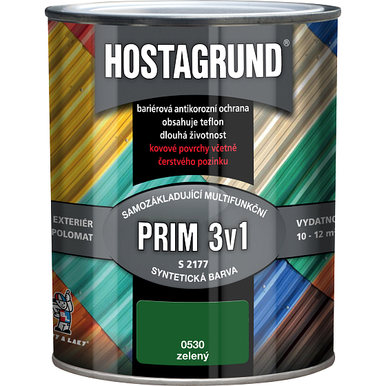 Hostagrund Prim 3v1 S2177 základní i vrchní barva na kov, 0530 zelená, 600 ml
