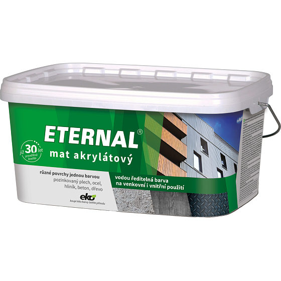 Eternal mat akrylátový univerzální barva na dřevo kov beton, 09 hnědá tmavě, 2,8 kg