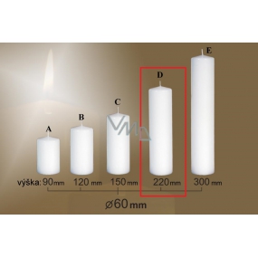Lima Gastro hladká svíčka bílá válec 60 x 220 mm 1 kus