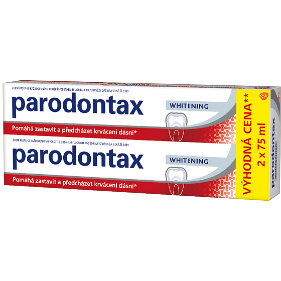Parodontax Whitening proti krvácení dásní zubní pasta s bělicím účinkem 2 x 75 ml, duopack