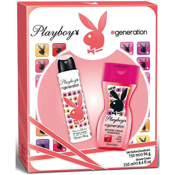 Playboy Generation for Her deodorant sprej pro ženy 150 ml + sprchový gel 250 ml, dárková sada