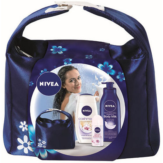 Nivea Milk sprchový gel 250 ml + antiperspirant roll-on 50 ml + tělové mléko 400 ml + taška, kosmetická sada pro ženy