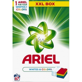 Ariel Whites + Colors prací prášek na barevné i bílé prádlo krabice 67 dávek 5,025 kg