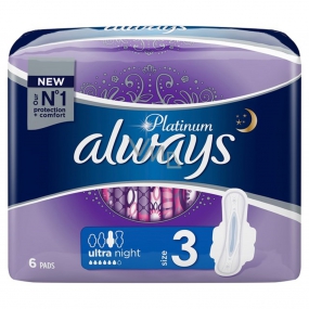 Always Platinum Ultra Night hygienické vložky s křidélky 6 kusů