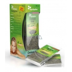 Herbalex Detoxikační bylinný čaj s ženšenem pro podporu trávení, posílení funkce střev a jater, posiluje lidské tělo 14 x 4 g