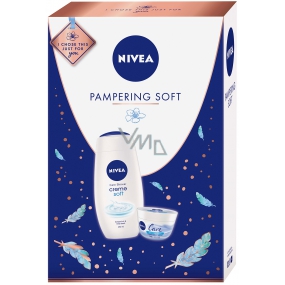 Nivea Pampering Soft Creme sprchový gel pro ženy 250 ml + Care výživný krém 100 ml, kosmetická sada