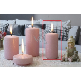 Lima Ice pastel svíčka růžová válec 50 x 100 mm 1 kus