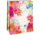 Ditipo Dárková papírová taška 27 x 37 x 12 cm Kraft - barevné květy velké