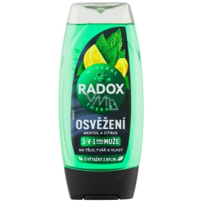 Radox Men 3v1 Osvěžení Mentol a citrus sprchový gel pro muže 225 ml