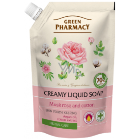 Green Pharmacy Pižmová růže a bavlna tekuté mýdlo náhradní náplň 460 ml