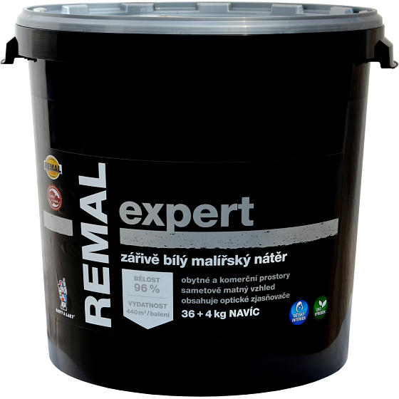 REMAL Expert zářivě bílá malířská barva na zeď, 36+4 kg