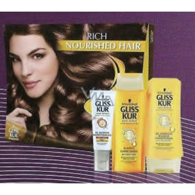 Gliss Kur Oil Nutritive regenerační šampon na vlasy + balzám + kůra, kosmetická sada