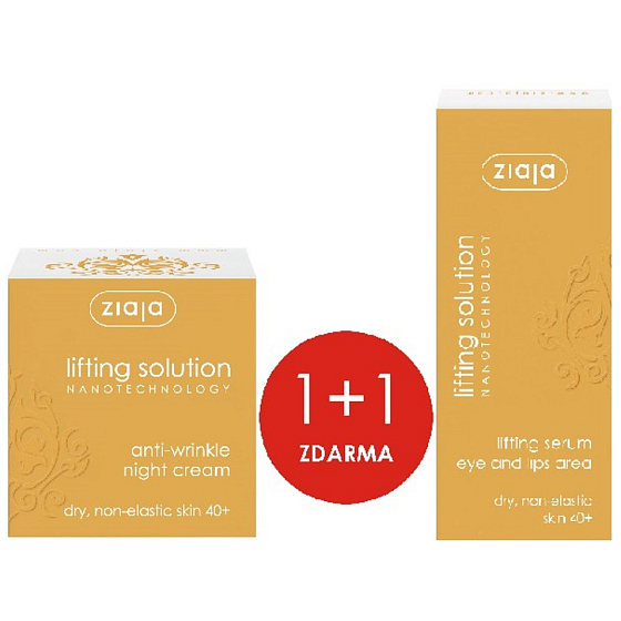Ziaja Lifting Solution noční krém proti vráskám 50 ml + sérum na okolí rtů a očí 30 ml, duopack