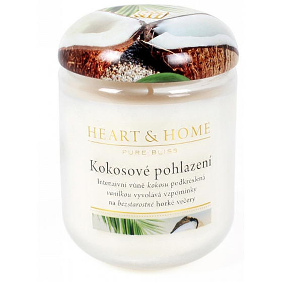 Heart & Home Kokosové pohlazení Sojová vonná svíčka velká hoří až 70 hodin 310 g