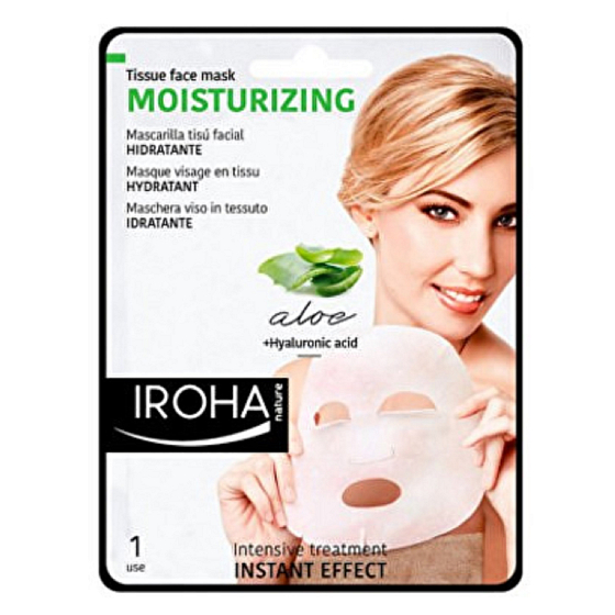 Iroha Moisturizing Hydratační látková maska s aloe vera a kyselinou hyaluronovou 23 ml