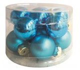 Baňky skleněné modrá sada 2,5 cm, 12 kusů