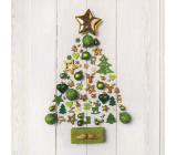 Nekupto Vánoční kartičky na dárky Stromeček se zlatými a zelenými ozdobami 6,5 x 6,5 cm 6 kusů