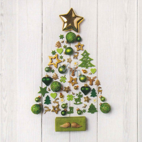Nekupto Vánoční kartičky na dárky Stromeček se zlatými a zelenými ozdobami 6,5 x 6,5 cm 6 kusů