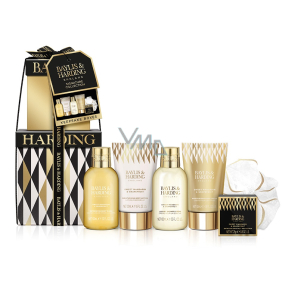 Baylis & Harding Mandarinka a Grapefruit mycí gel 100 ml + sprchový krém 100 ml + tělové mléko 50 ml + krém na ruce 50 ml + koupelová sůl 25 g + mycí žínka, kosmetická sada pro ženy