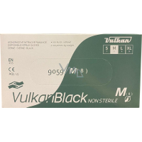 VulkanBlack černé jednorázové bezprašné nitrilové rukavice, velikost M, 100 ks