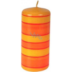 Lima Svíčka žlutooranžová pruhy válec 180 mm 1 kus