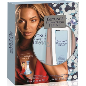 Beyoncé Shimmering Heat parfémovaný deodorant sklo pro ženy 75 ml + tělové mléko 75 ml, kosmetická sada