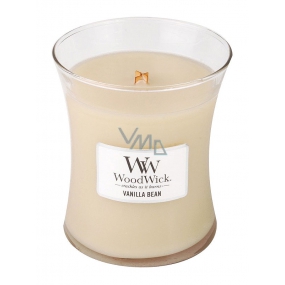 WoodWick Vanilla Bean - Vanilkový lusk vonná svíčka s dřevěným knotem a víčkem sklo střední 275 g