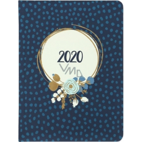 Albi Diář 2020 týdenní Modrá květina 17 x 12,5 x 1,2 cm