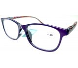 Berkeley Čtecí dioptrické brýle +1 plast fialové, barevné postranice 1 kus MC2193