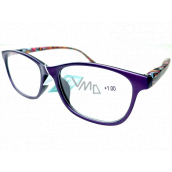 Berkeley Čtecí dioptrické brýle +1 plast fialové, barevné postranice 1 kus MC2193