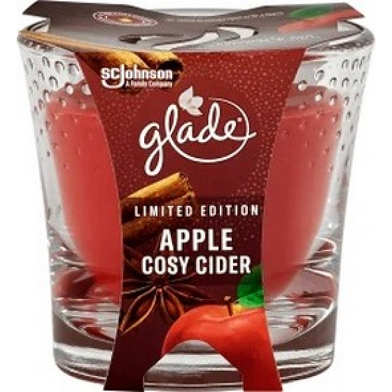 Glade Apple Cosy Cider s vůní horkého jablečného cideru a voňavé skořice vonná svíčka ve skle, doba hoření až 38 hodin 129 g