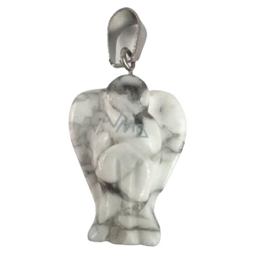 Magnezit / Howlit bílý Anděl strážný přívěsek přírodní kámen 1,7 cm 1 kus, očistný kámen