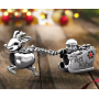 Charm Sterlingové stříbro 925 Santa na saních a Rudolf, korálek na náramek vánoce
