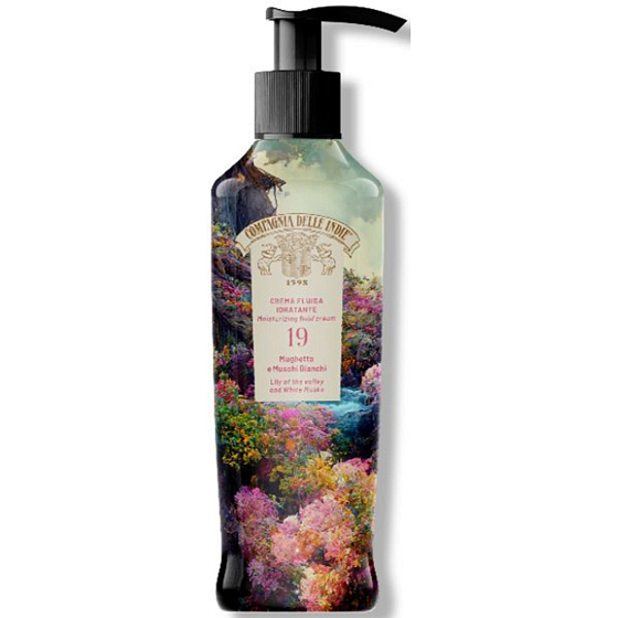 Compagnia Delle Indie 19 Lily of the Valley and White Musks hydratační tekutý parfémovaný tělový pleťový krém 250 ml