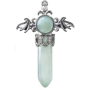 Chalcedon zelený kříž ze slitiny a přírodního kamene 5,3 x 3,7 x 12 mm, kámen lásky a radosti