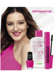 Dermacol Bombastick Panoramic Volume řasenka 12,5 ml + neonový lak na nehty 42 Neon Barbie Doll 5 ml + Sensitive odličovač očí 150 ml, kosmetická sada pro ženy