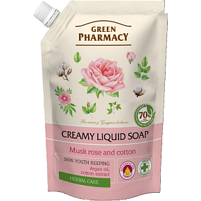 Green Pharmacy Pižmová růže a bavlna tekuté mýdlo náhradní náplň 460 ml Green Pharmacy Pižmová růže a bavlna tekuté mýdlo náhradní náplň 460 ml